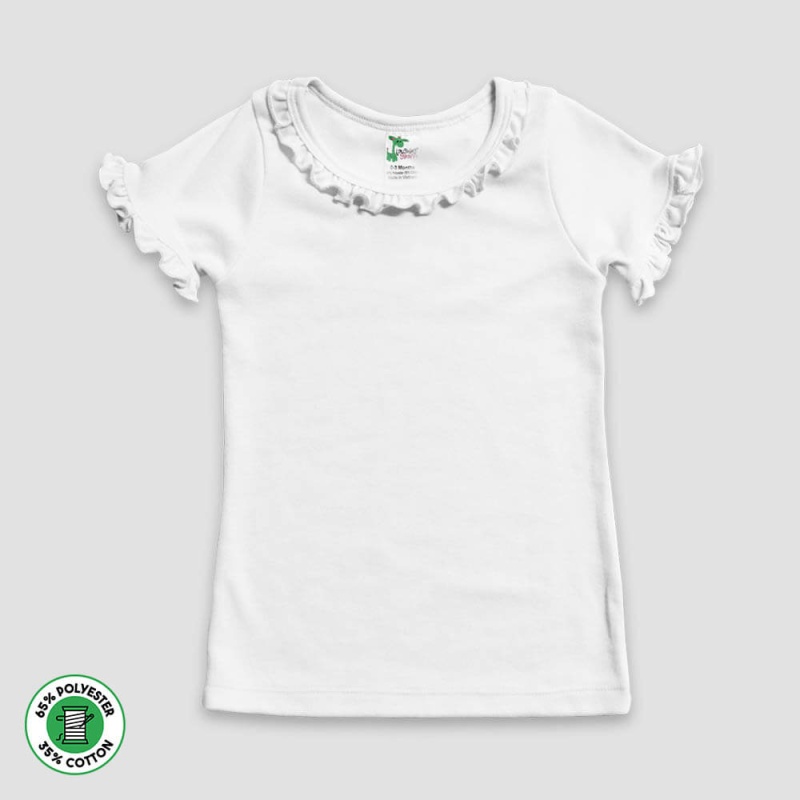 Toddler Girls’ Short Sleeve Ruffle Trim Tops – Polyester Cotton Blend