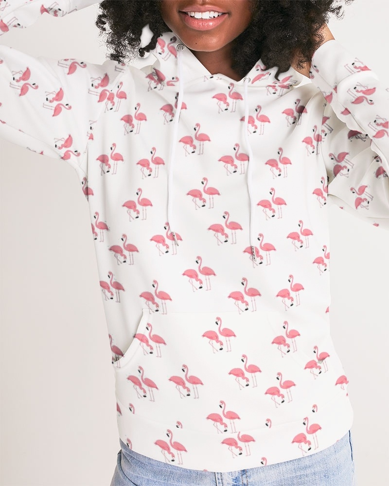 Tropical Flamingo Print Women's Zip Up Hoodie main image 0
