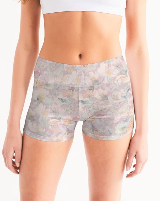 Women's Mid-Rise Yoga Shorts Whisper Floral