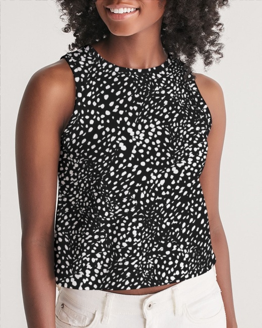 Women's Cropped Tank Cheetah Black