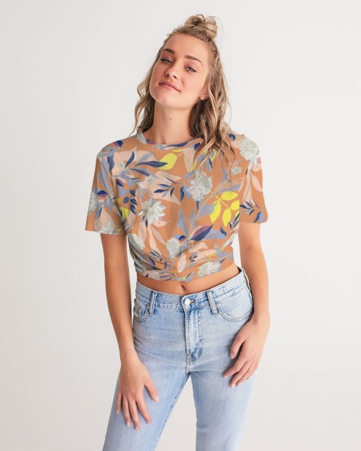 Women's Twist-Front Cropped Tee Florals