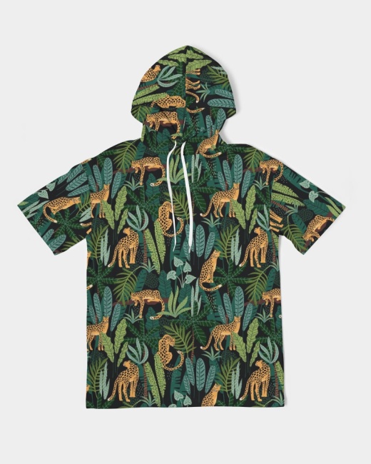 Men's Premium Heavyweight Short Sleeve Hoodie Jungle Cheetah
