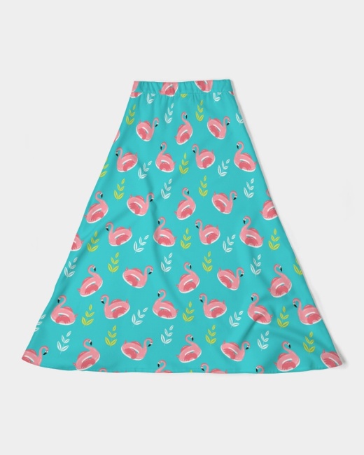 Women's A-Line Midi Skirt Flamingo Floaties