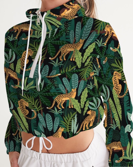 Women's Cropped Windbreaker Jungle Cheetah