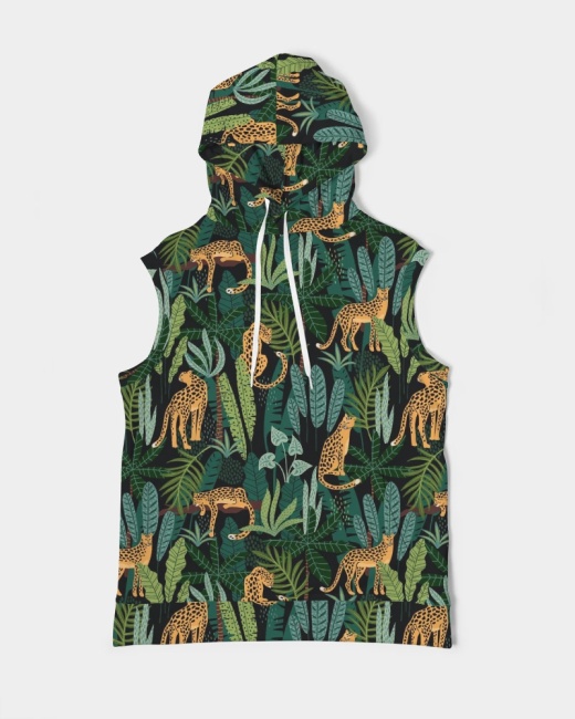 Men's Premium Heavyweight Sleeveless Hoodie Jungle Cheetah