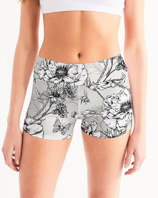 Women's Mid-Rise Yoga Shorts Secret Garden