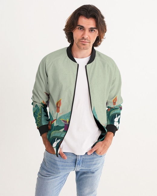 Men's Bomber Jacket Bunny & Flowers