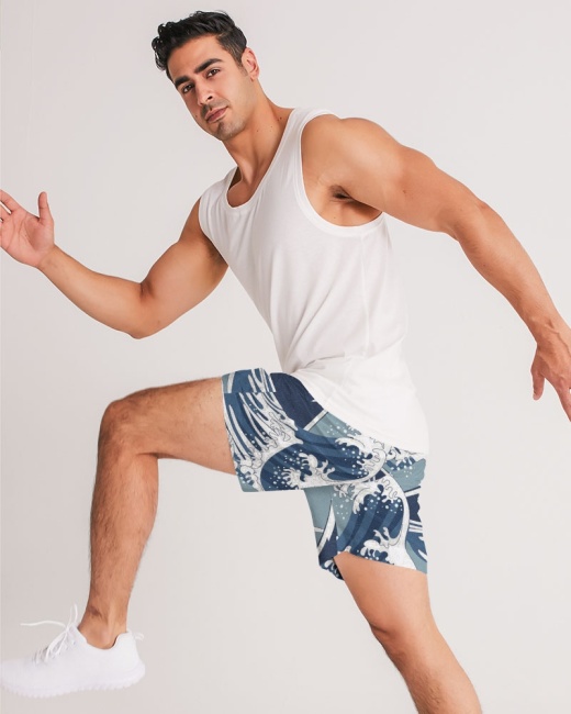 Men's Jogger Shorts Waves Pattern