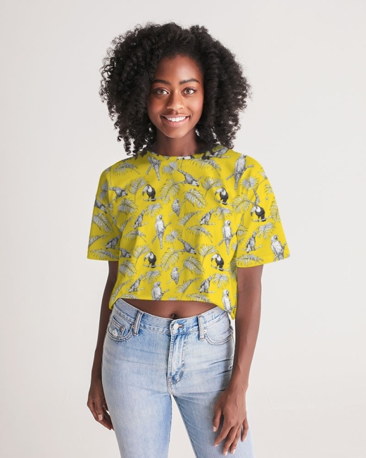 Women's Lounge Cropped Tee Tropical Birds