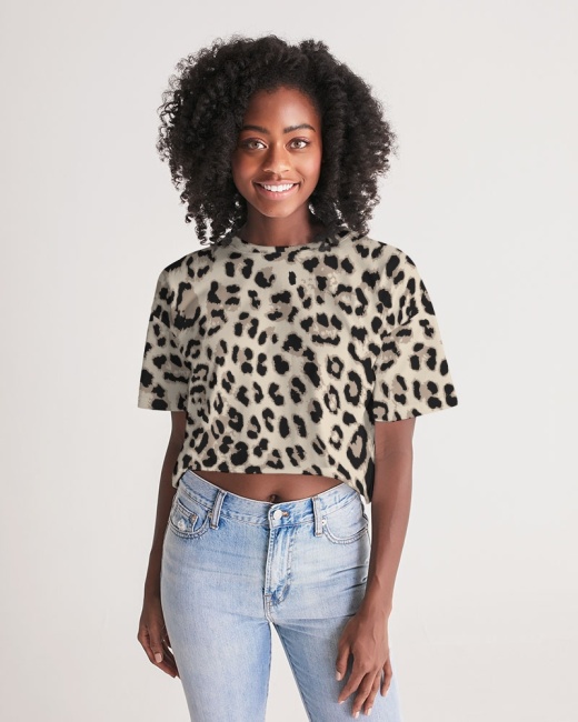 Women's Lounge Cropped Tee Leopard Print