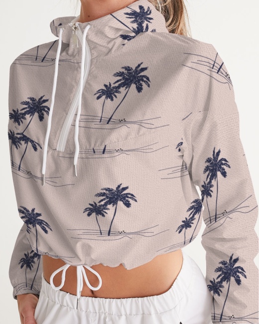 Women's Cropped Windbreaker Palm Trees