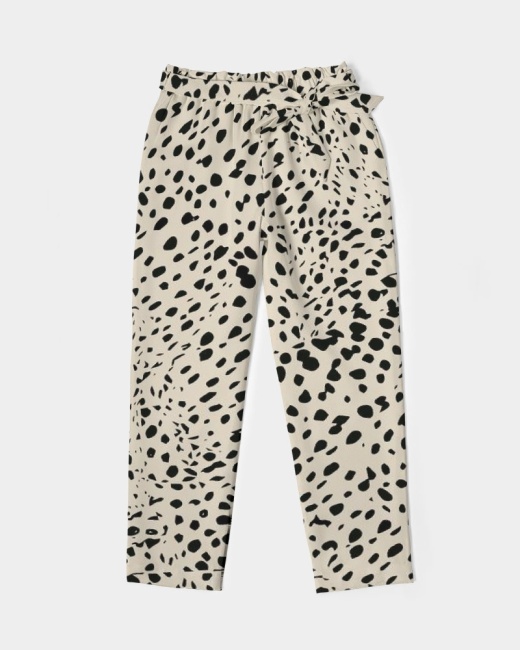 Women's Belted Tapered Pants Cheetah Cream