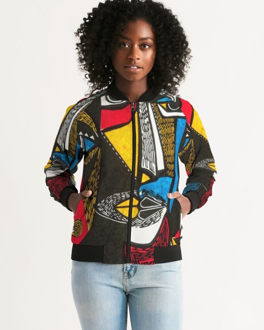 Women's Bomber Jacket Abstract Face