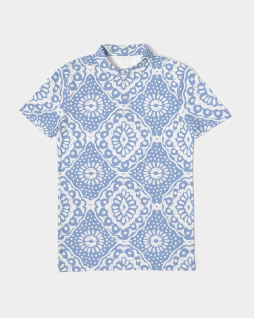 Men's Slim Fit Short Sleeve Polo Blue Tile