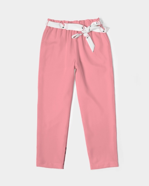 Women's Belted Tapered Pants Flamingo Pink