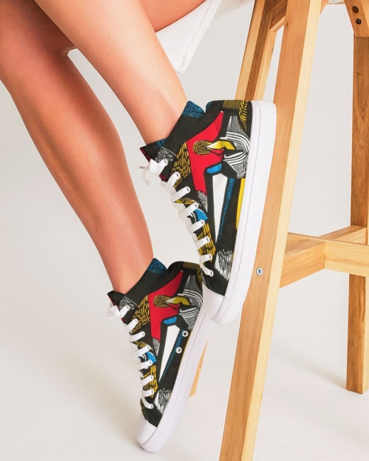 Women's Hightop Canvas Shoe Abstract Face