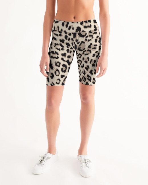 Women's Mid-Rise Bike Shorts Leopard Print
