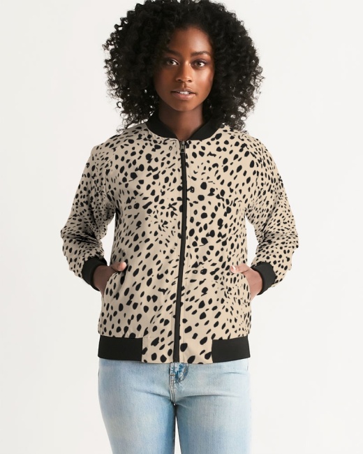 Women's Bomber Jacket Cheetah Cream