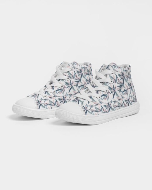 Kids Hightop Canvas Shoe Painted Leaves