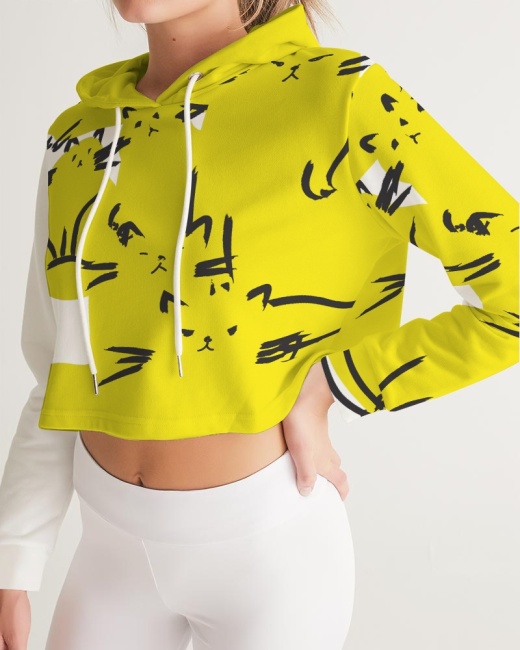 Women's Cropped Hoodie Love Cats