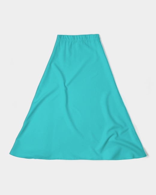 Women's A-Line Midi Skirt Bright Turquoise