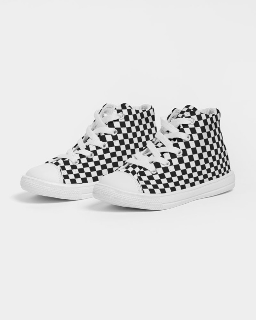 Kids Hightop Canvas Shoe Chessboard