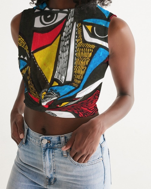 Women's Twist-Front Tank Abstract Face
