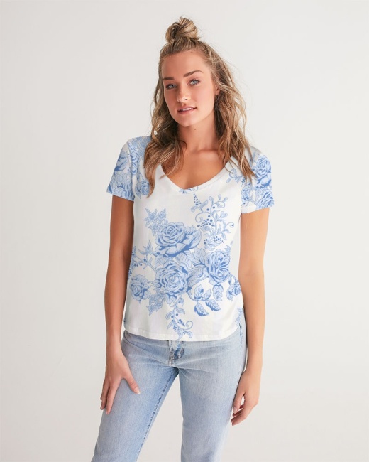 Women's V-Neck Tee Peony