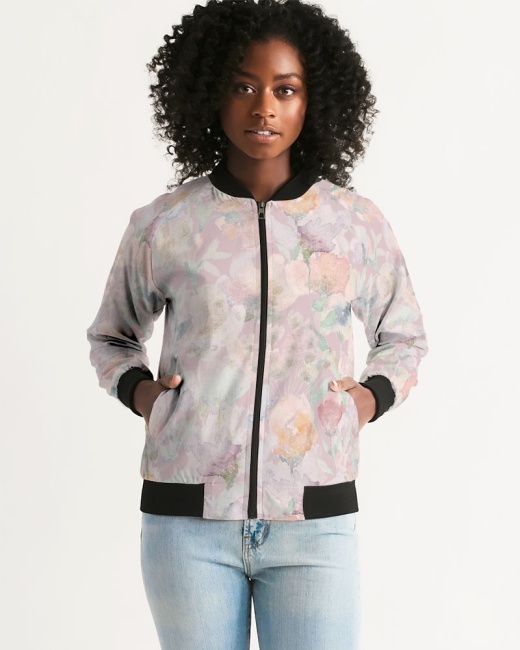 Women's Bomber Jacket Floral Pastels