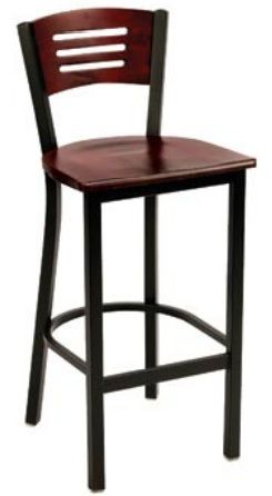 KFI BR3310-WS "3300" Series Metal Back Cafe Chair with Wood Seat