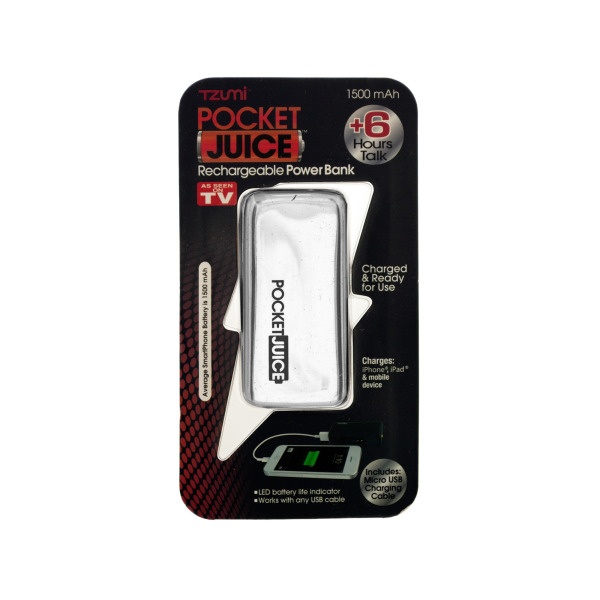 White Pocket Juice Rechargeable Power Bank With Usb Cable, Pack Of 5