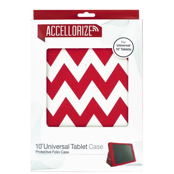 Red Chevron Universal Tablet Case With Pocket, Pack Of 6