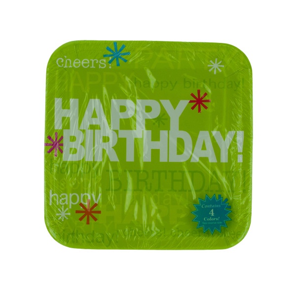 8 Pk 9.25 In. Time To Party Birthday Plates ( 4 Colors), Pack Of 24