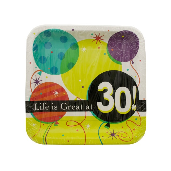 Life Is Great At 30 Square Dinner Plates Set, Pack Of 24