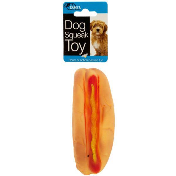 Hot Dog Squeak Dog Toy, Pack Of 24