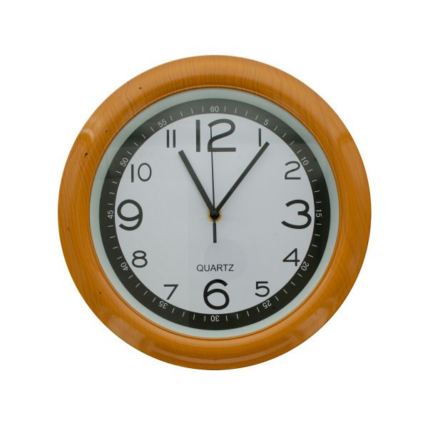 Round Simulated Wood Wall Clock