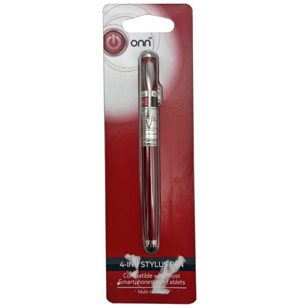 Onn Red 4-In-1 Stylus Pen Led Light Laser Pointer, Pack Of 16