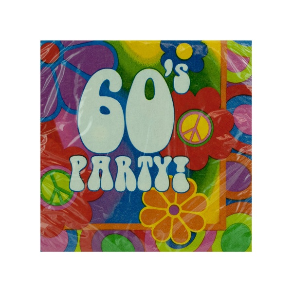 18 Pack 60'S Party Napkins, Pack Of 24