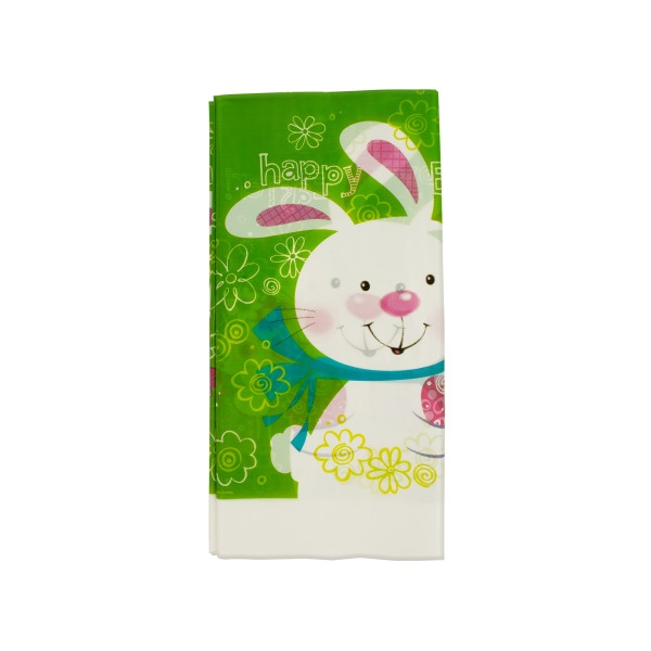 54 X 108 Inch Plastic Hoppy Bunny Tablecover, Pack Of 24