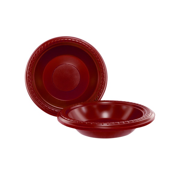 10Pk 7" Red Plstc Bowls, Pack Of 24