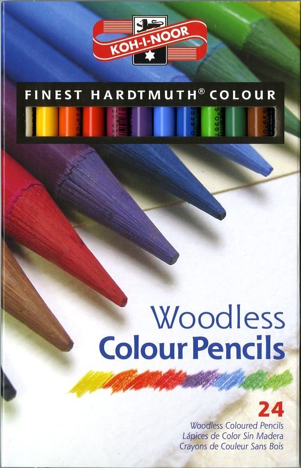 Woodless Colored Pencil Set, 24 Piece, Assorted Colors In Plastic Tray With Cardboard Sleeve