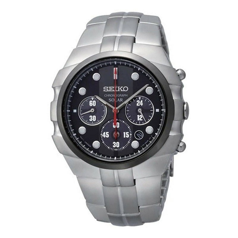 Seiko Solar Black Dial Stainless Steel Men S Chronograph Watch