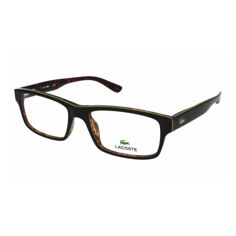 Lacoste Havana Rectangular Mens Acetate Eyeglasses 8686