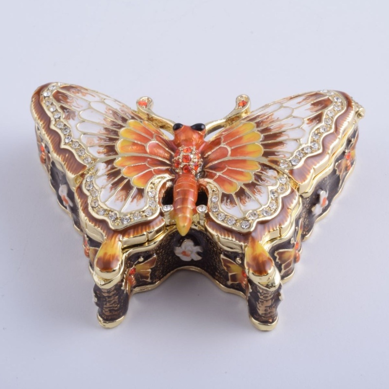 Buy Enamel Painted Fire Butterfly Trinket Box Online - Keren Kopal