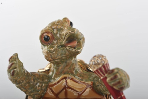 Turtle Singing with a Microphone Trinket Box by Keren Kopal