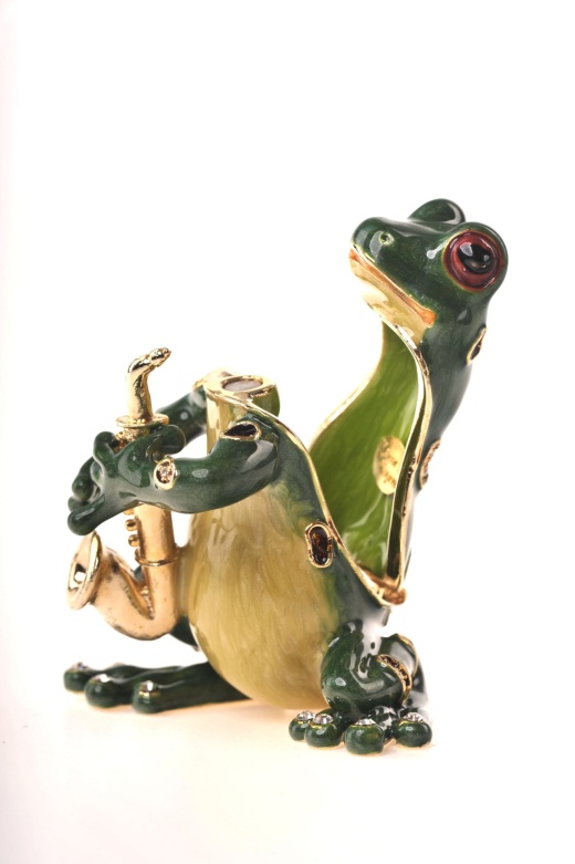 Frog Playing The Saxophone Jewelry Box by Keren Kopal