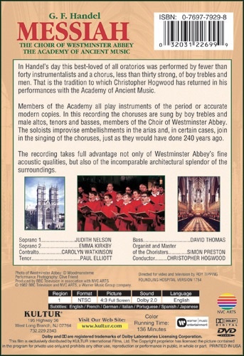 Handel's MESSIAH (Choir Of Westminster Abbey) DVD 9 Classical Music
