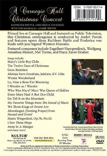 A Carnegie Hall Christmas Concert (Marsalis/Von Stade/Battle) DVD 5 Classical Music