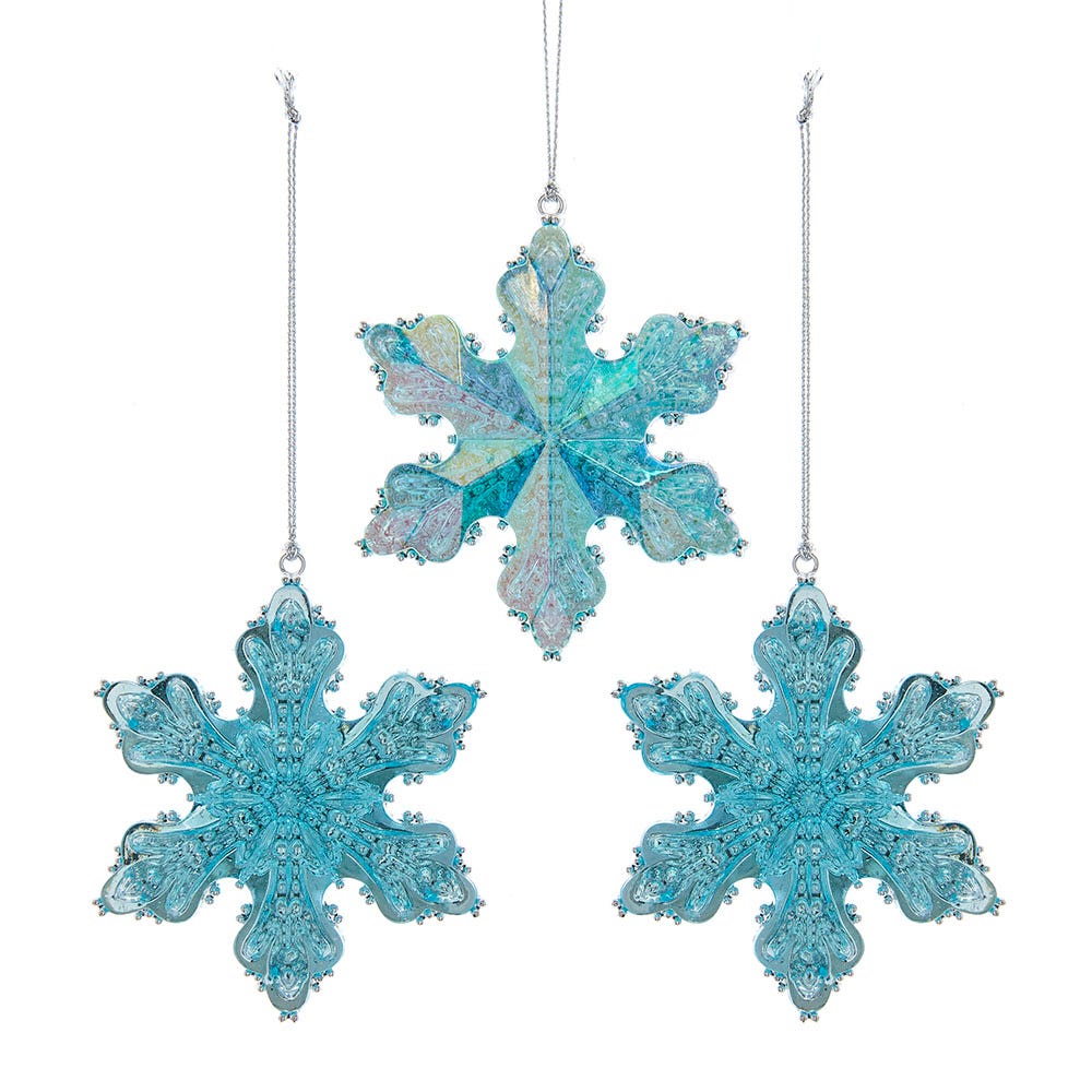 KurtAdler - Kurtadler - Wooden Snowflake Ornaments, 3 Assorted