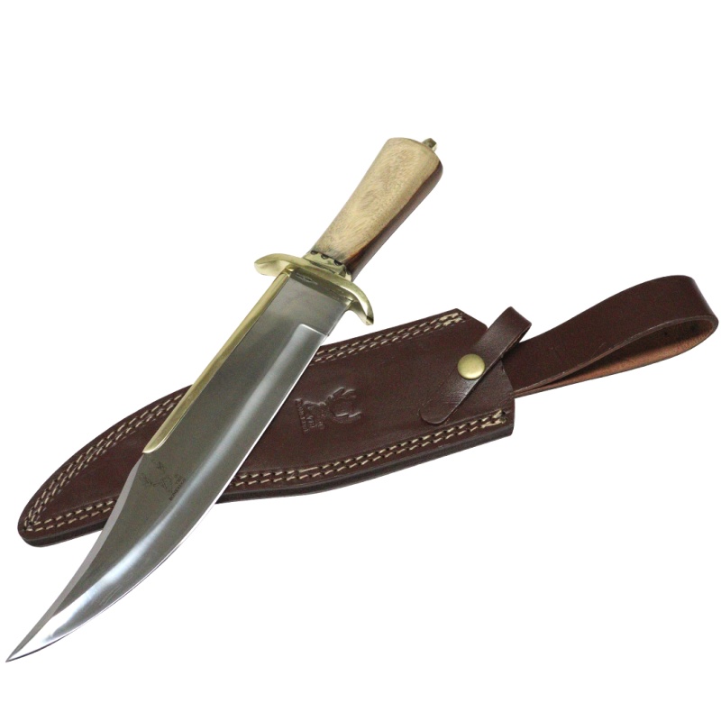 Theboneedge 15" Hunting Bowie Knife Brown Wood Handle & Brass Work Hand Crafted